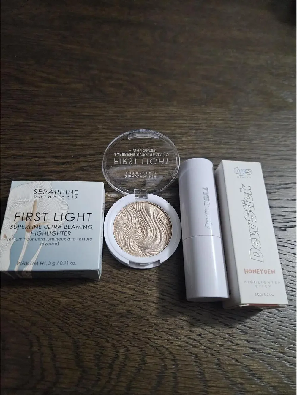 Seraphine Botanicals First Light Superfine Ultra Beaming Highlighter & CVS DewSt